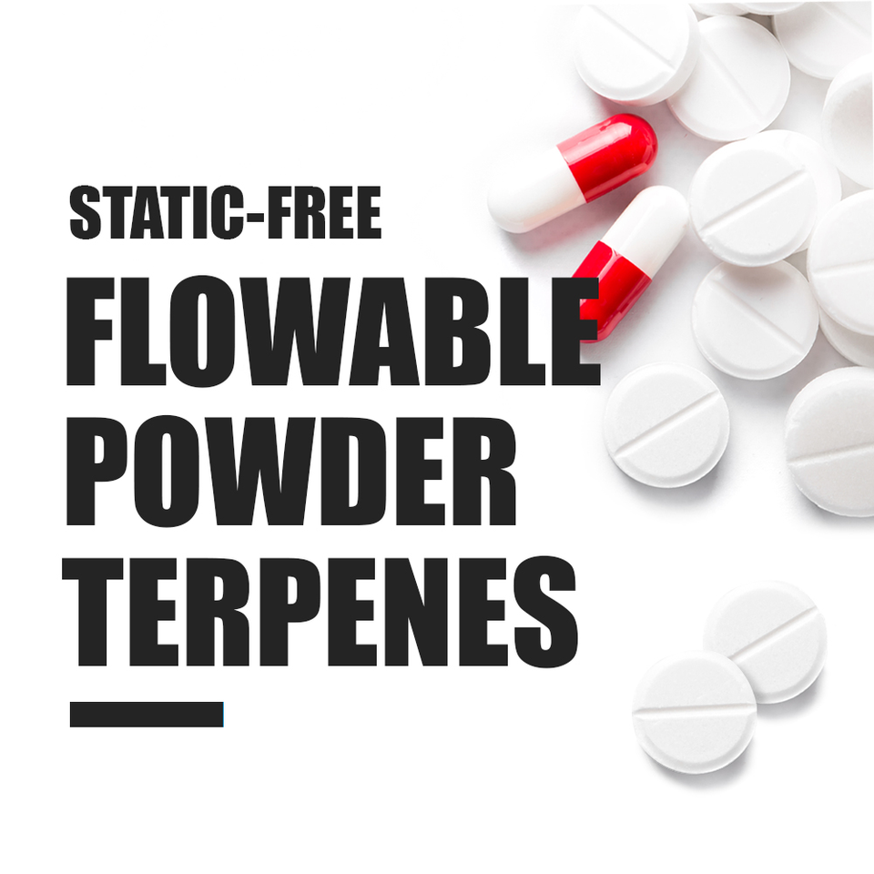 <h3><strong>Static-Free</strong></h3> <h1>Flowable Powder Terpenes</h1>